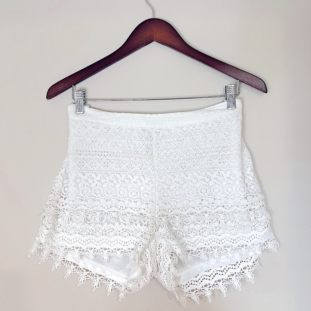 White crochet shorts